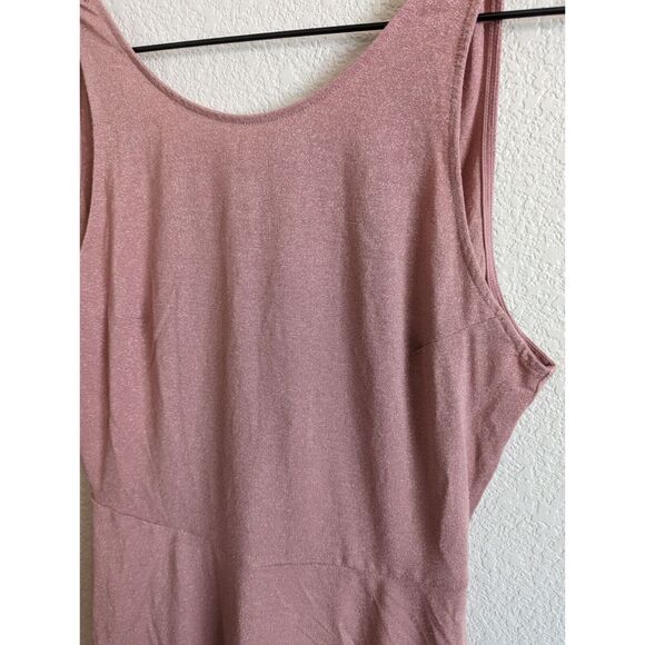 Divided by H&M Womens Sz 12 Knee Length Dress Blush Pink Metallic Party - Picture 2 of 4